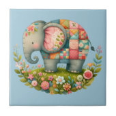 Patchwork Elephant Floral Meadow Charm Tegeltje (Voorkant)