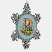 Patchwork Elephant Floral Meadow Charm Tin Sneeuwvlok Ornament (Links)
