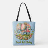 Patchwork Elephant Floral Meadow Charm Tote Bag (Achterkant)