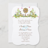 Patchwork Enchanted Forest Tree Wedding Invitation Kaart (Voorkant)