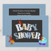 Patchwork Fleur de Lis Crawfish Baby shower Boy Kaart (Voorkant / Achterkant)