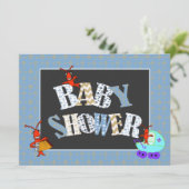 Patchwork Fleur de Lis Crawfish Baby shower Boy Kaart (Staand voorkant)