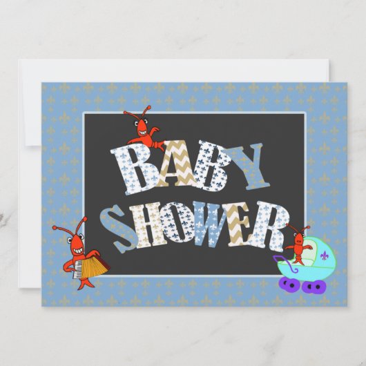 Patchwork Fleur de Lis Crawfish Baby shower Boy Kaart (Voorkant)