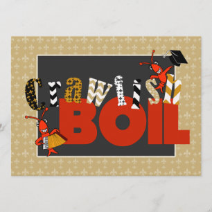 Patchwork Fleur de Lis Crawfish Boil Afstuderen Kaart