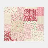 Patchwork Floral: Hand getrokken Ornamenten. Fleece Deken (Voorkant (Horizontaal))