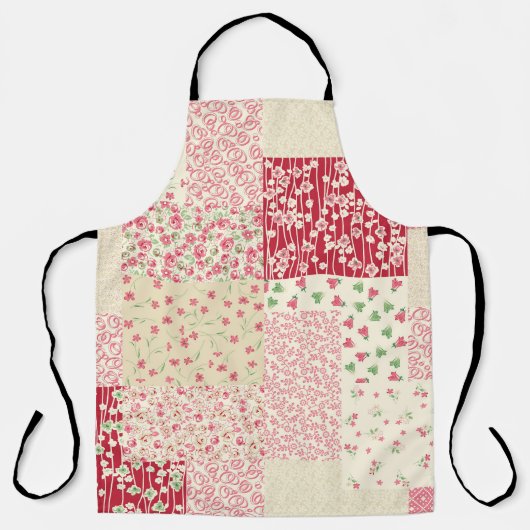 Patchwork Floral: Hand getrokken Ornamenten. Schort (Voorkant)