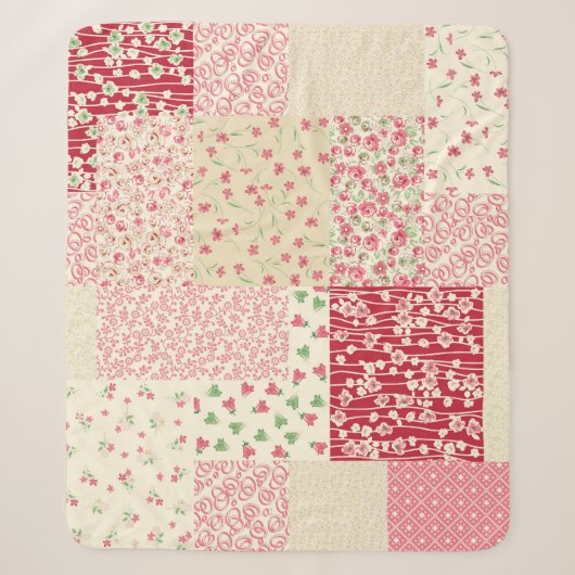 Patchwork Floral: Hand getrokken Ornamenten. Sherpa Deken (Voorkant)