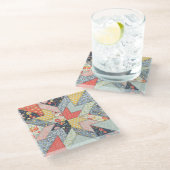 Patchwork Floral: Ornament Glazen Onderzetter (Schuin)
