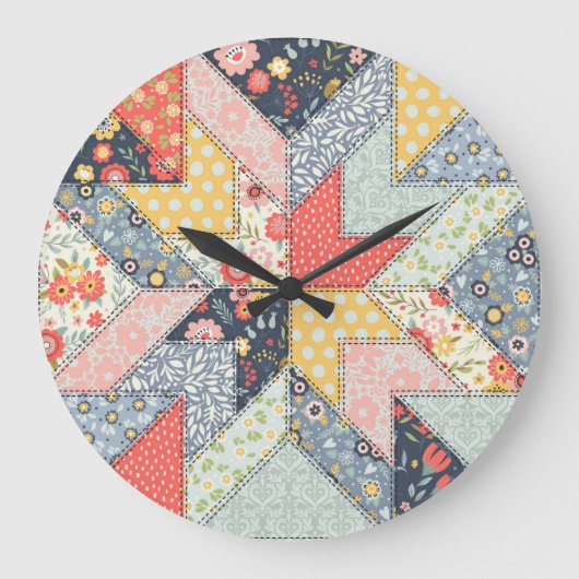 Patchwork Floral: Ornament Grote Klok (Voorkant)