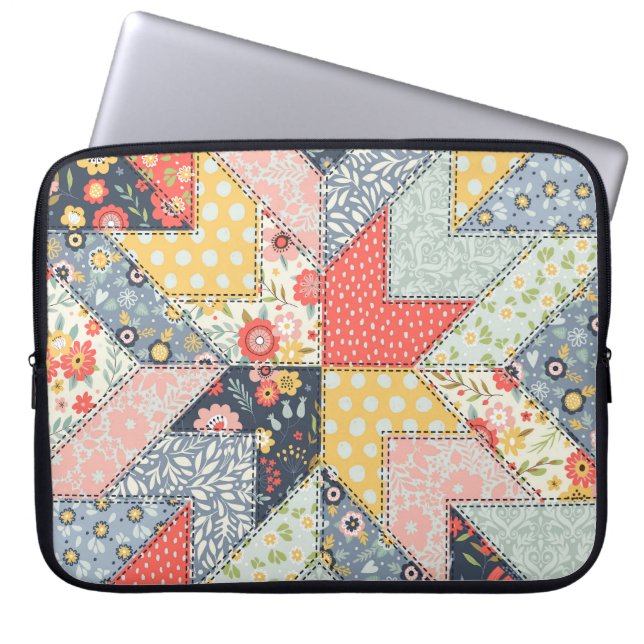 Patchwork Floral:  Ornament Laptop Sleeve (Voorkant)