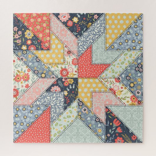 Patchwork Floral: Ornament Legpuzzel (Verticaal)