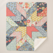 Patchwork Floral:  Ornament Sherpa Deken (Voorkant)