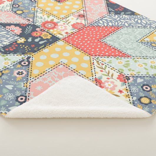 Patchwork Floral:  Ornament Sherpa Deken (3/4)