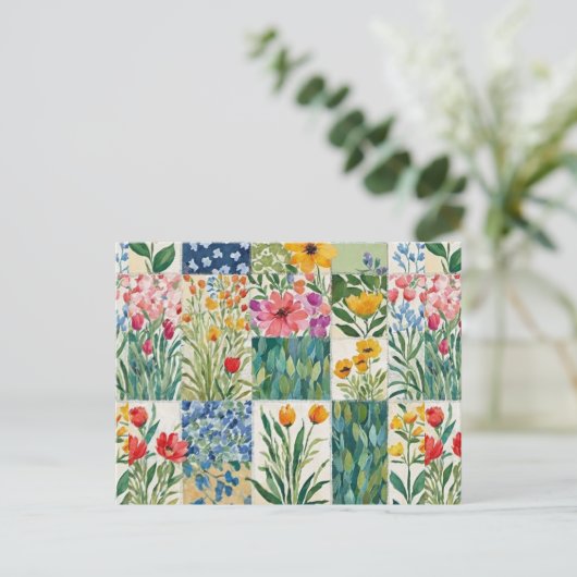 Patchwork Floral Patterned  Afbeelding Briefkaart (Staand voorkant)