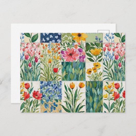 Patchwork Floral Patterned  Afbeelding Briefkaart (Voorkant / Achterkant)