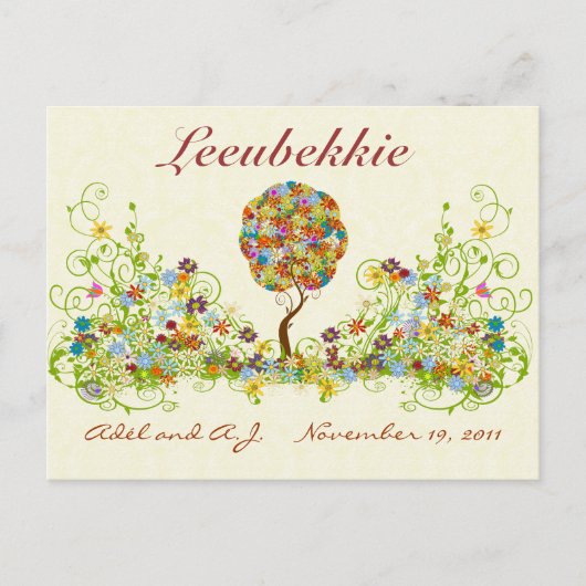 Patchwork Flower Love Tree Bedankt voor je briefka Briefkaart (Voorkant)