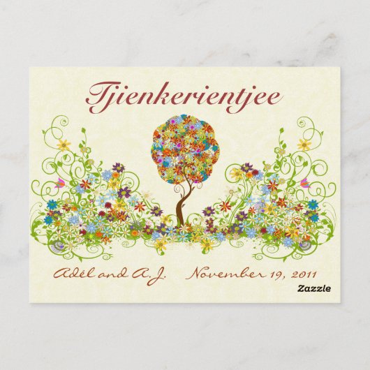 Patchwork Flower Love Tree Bedankt voor je briefka Briefkaart (Achterkant)