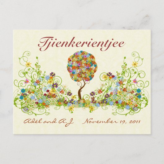 Patchwork Flower Love Tree Bedankt voor je briefka Briefkaart (Voorkant)