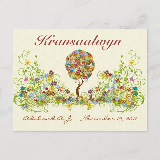 Patchwork Flower Love Tree Bedankt voor je briefka Briefkaart (Voorkant)