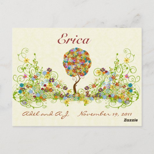 Patchwork Flower Love Tree Bedankt voor je briefka Briefkaart (Achterkant)