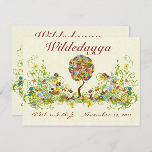 Patchwork Flower Love Tree Bedankt voor je briefka Briefkaart (Voorkant / Achterkant)