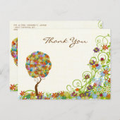 Patchwork Flower Love Tree Dank u Briefkaart (Voorkant / Achterkant)