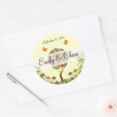 Patchwork Flower Love Tree Weddenkers Ronde Sticker (Envelop)