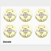 Patchwork Flower Love Tree Weddenkers Ronde Sticker (Vel)