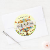 Patchwork Flower Love Tree Weddenkers Ronde Sticker (Envelop)