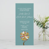 Patchwork Flower Tree and bijes Wedding Invitation Kaart (Staand voorkant)