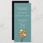 Patchwork Flower Tree and bijes Wedding Invitation Kaart (Voorkant / Achterkant)