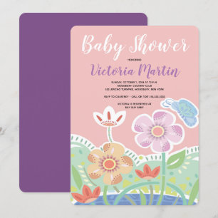 Patchwork Flowers Baby Shower-uitnodigingen Kaart
