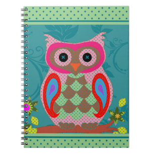 Patchwork Folk Art Owl en Stippen Notitieboek
