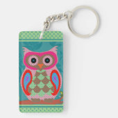 Patchwork Folk Art Owl en Stippen Sleutelhanger (achterkant)