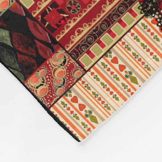 Patchwork folk fleece deken (Hoek)