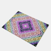 Patchwork folk retro ornamental decor violet grijs deurmat (Schuin)