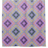 Patchwork folk retro ornamental decor violet grijs douchegordijn (Voorkant)