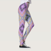 Patchwork folk retro ornamental decor violet grijs leggings (Rechts)