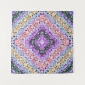 Patchwork folk retro ornamental decor violet grijs wandkleed (Voorkant (horizontaal))