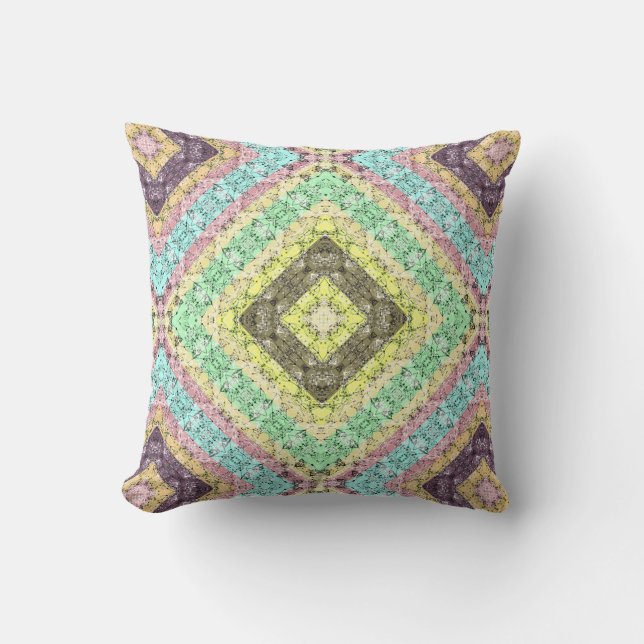 Patchwork folk retro ornamental decor yellow brigh kussen (Voorkant)