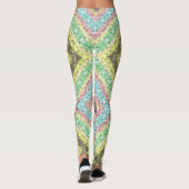 Patchwork folk retro ornamental decor yellow brigh leggings (Achterkant)