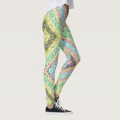 Patchwork folk retro ornamental decor yellow brigh leggings (Rechts)