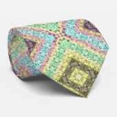 Patchwork folk retro ornamental decor yellow brigh stropdas (Opgerold)