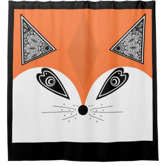 Patchwork Fox, applique Fox, Fox, kinderen Douchegordijn (Voorkant)