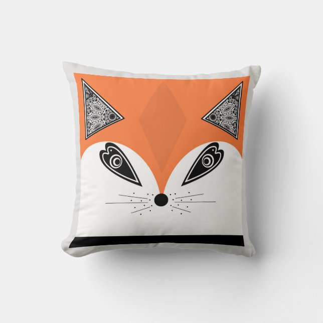 Patchwork Fox, applique Fox, Fox, kinderen Kussen (Voorkant)