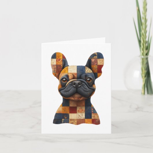 Patchwork Franse Bulldog Groeten Kaart (Voorkant)