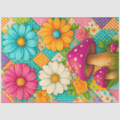 Patchwork Garden – Whimsical Floral & Mushroom Tissuepapier (Voorkant)