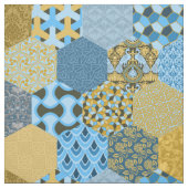 Patchwork Geel en blauw Stof (Swatch)