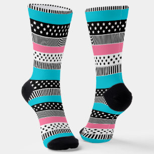 Patchwork gemaakt van veelkleurige stroken stof i sokken