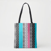 Patchwork gemaakt van veelkleurige stroken stof i tote bag (Voorkant)